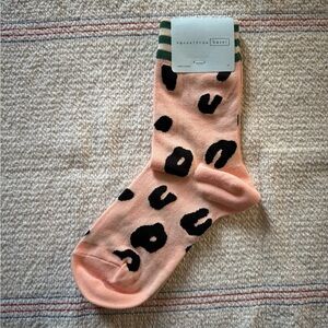 Hansel From Basel Peach Leopard Print Socks